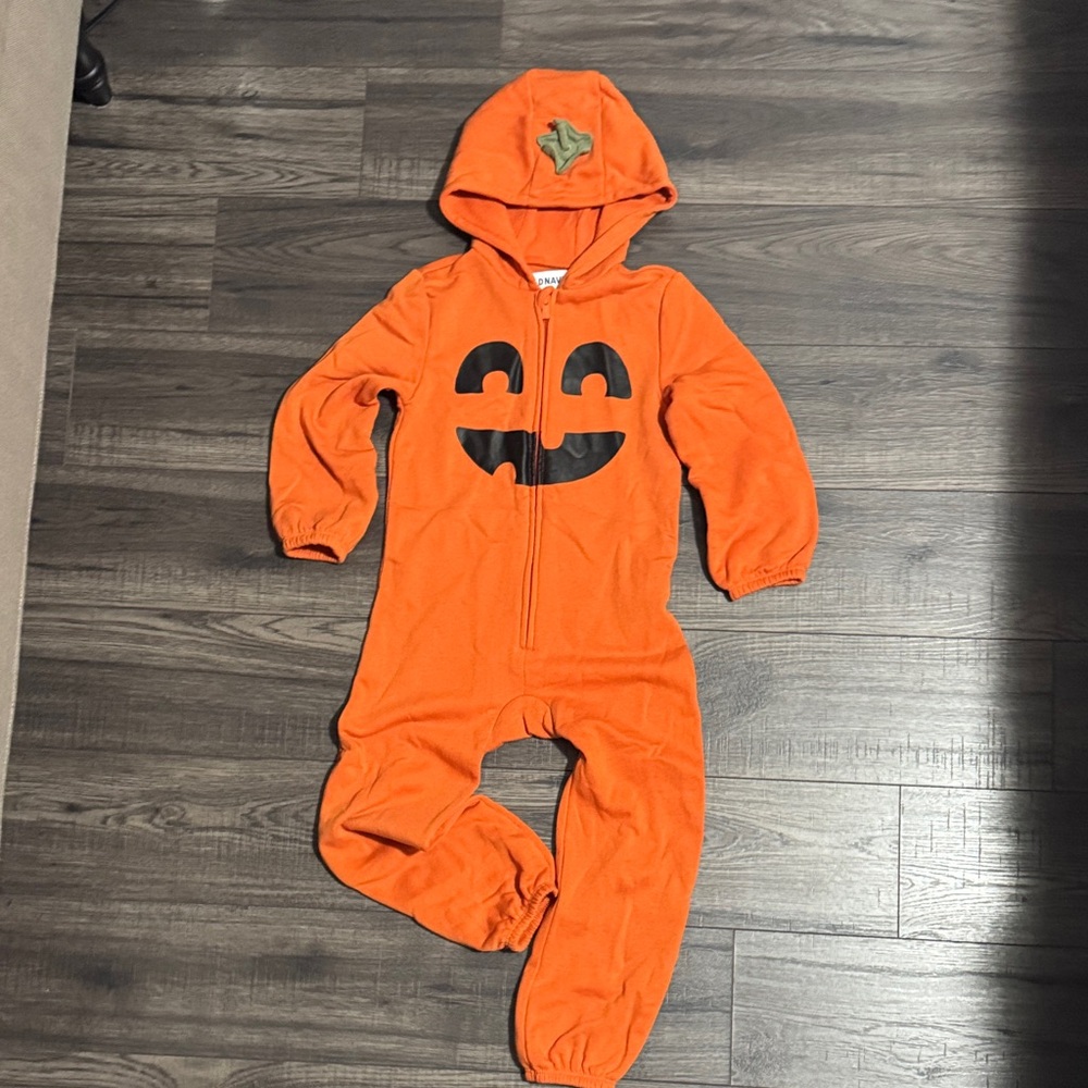 Orange Pumpkin Hooded Onesie 5T